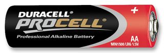 DURACELL,MN1500,BATTERY, PROCELL, AA, 1.5V, PK10 DURACELLMN1500