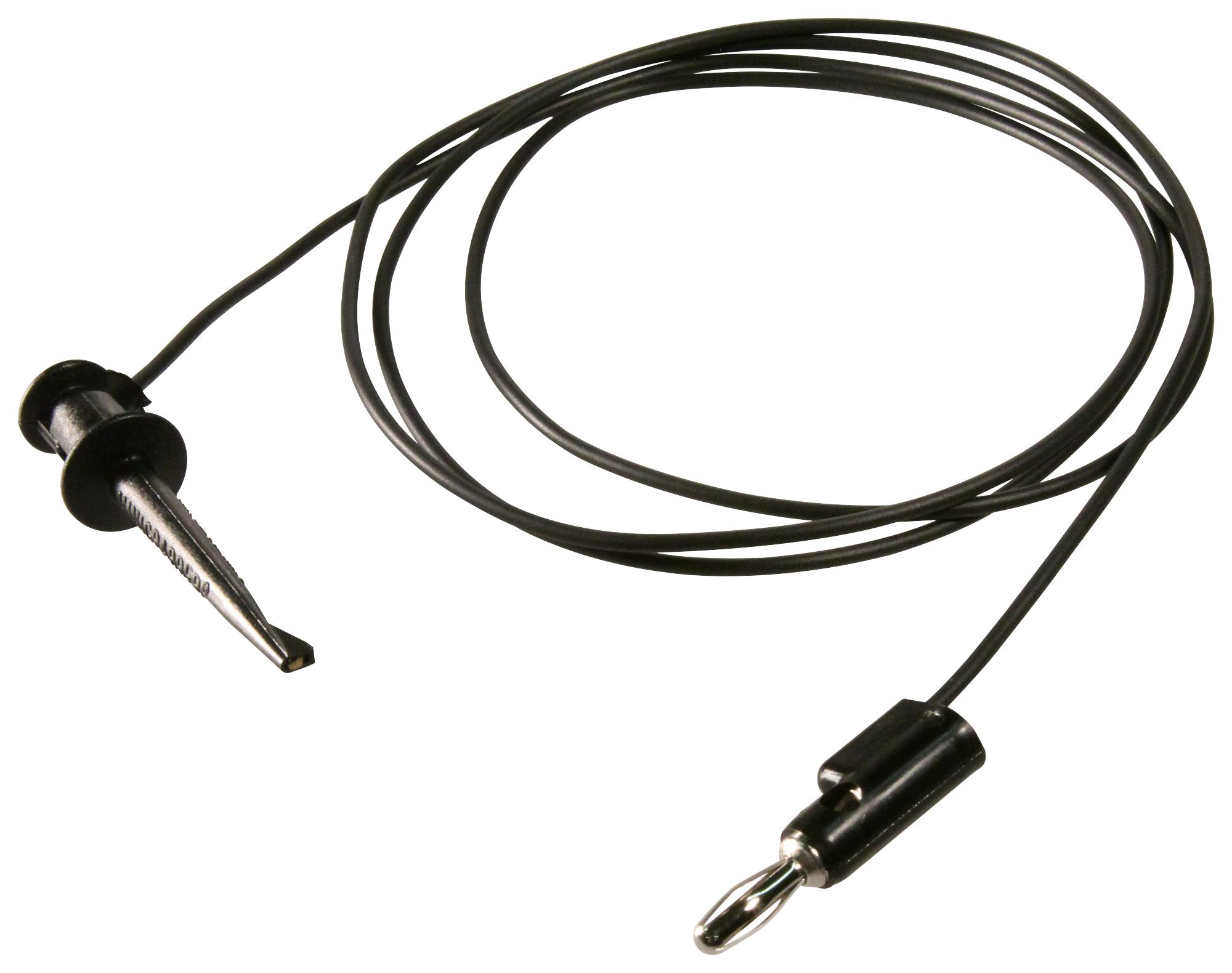 Four Black Pomona Multi-Stacking Banana Plug to Minigrabber Test Clip 3782-48-0