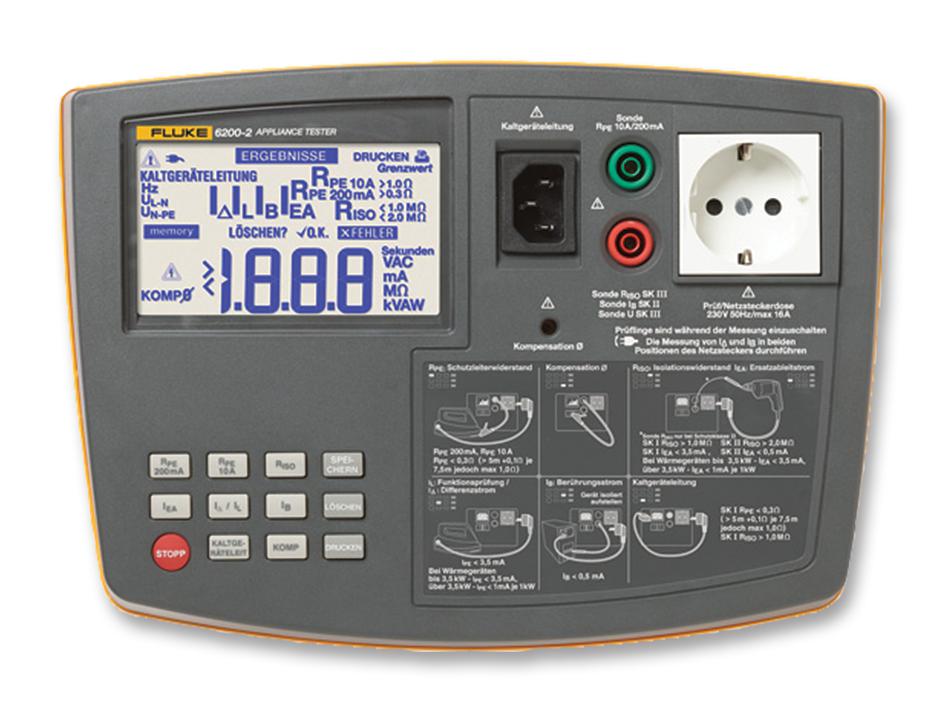 FLUKE 62002DE Fluke PORTABLE APPLIANCE TESTER, EURO PLUG