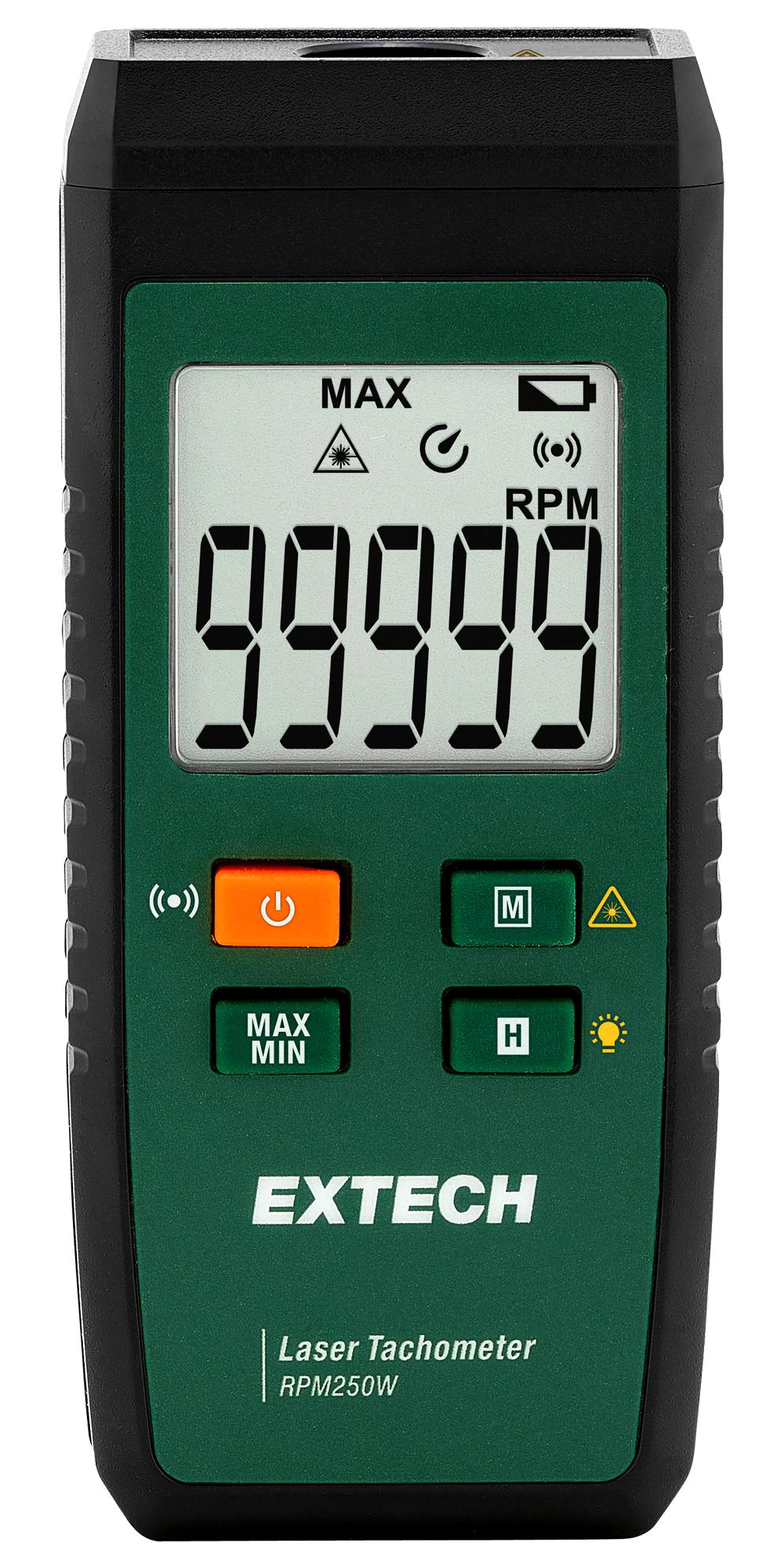 RPM250W Extech Instruments Tachometer, 10RPM to 99999RPM, 28 mm