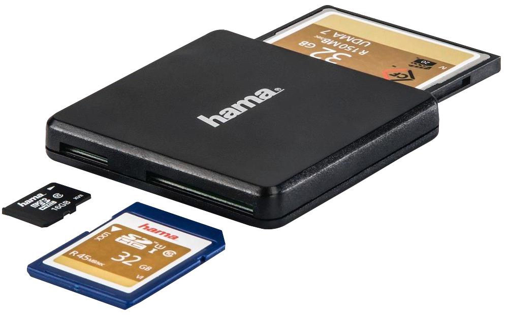 00124022 Hama USB 3.0 Multi Memory Card Reader, Black