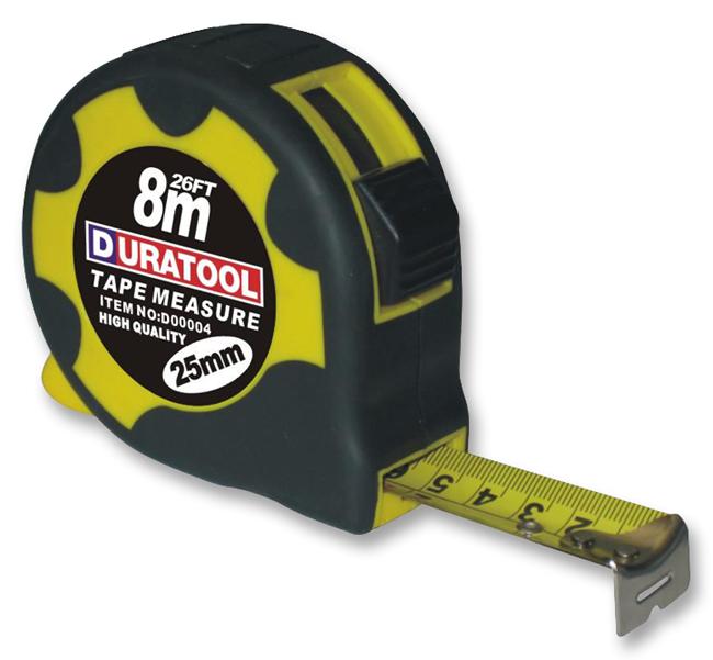 D00004 Duratool Tape Measure, Manual, Rubber