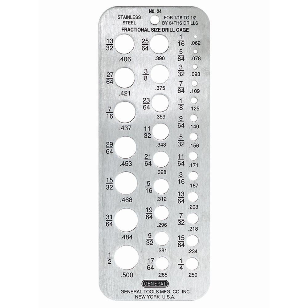 24 General Tools Hobby Drill Size Gauge