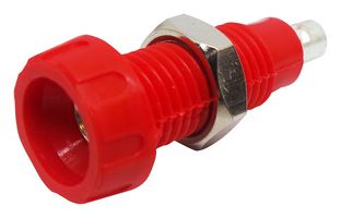 DELTRON COMPONENTS 563-0500 Banana Test Connector, 4mm, Jack, Panel Mount, 10 A, 250 Vrms, Silver Plated Contacts, Red