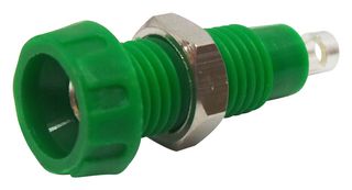 DELTRON COMPONENTS 563-0400 Banana Test Connector, 4mm, Jack, Panel Mount, 10 A, 250 Vrms, Silver Plated Contacts, Green