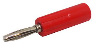 DELTRON COMPONENTS 557-0500-01 Banana Test Connector, 4mm, Plug, Cable Mount, 10 A, Nickel Plated Contacts, Red