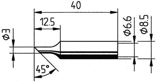 ERSA 0832TDLF/SB Soldering Iron Tip, Angled Faced, 3 mm