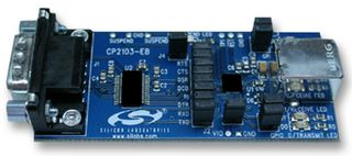 SILICON LABS CP2103EK Evaluation Kit, CP2103 USB to UART Bridge, RS-232 Level Translator, DB-9 Connector