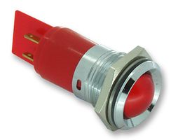 CML INNOVATIVE TECHNOLOGIES 195C0350M LED Panel Mount Indicator, Satin Chrome Bezel, Red, 24 V, 22 mm, 16 mA, 160 mcd, IP67