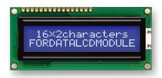 FORDATA FC1602N04-NSWBBW-91SE Alphanumeric LCD, 16 x 2, White on Blue, 3V, English, Japanese, Transmissive