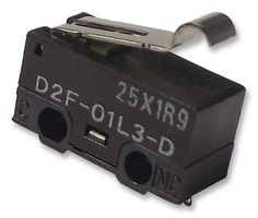 OMRON ELECTRONIC COMPONENTS D2F01L3D Microswitch, Miniature, Simulated Roller Lever, SPDT, Solder, 100 mA, 30 VDC
