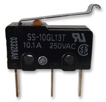 ARATAS (FORMERLY OMRON COMPONENTS) SS-10GL13T Microswitch, Subminiature, Simulated Roller Lever, SPDT, Quick Connect, Solder, 10.1 A
