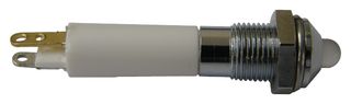 CML INNOVATIVE TECHNOLOGIES 1902000W LED Panel Mount Indicator, Satin Chrome Bezel, Cool White, 3.2 VDC, 6 mm, 30 mA, 1.2 cd, IP40