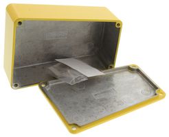 HAMMOND 1590TRPBYL. Metal Enclosure, Diecast, Stomp Box, Trapezoidal, Small, Diecast Aluminium, 39.2 mm, 79 mm, 112 mm