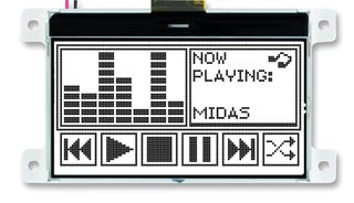 MIDAS DISPLAYS MCCOG128064C6W-FPTLW Graphic LCD, 128 x 64, Black on White, 3V, Parallel, No Font, Transflective