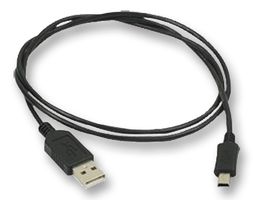 L-COM CSMUAMB5-1M USB Cable, Type A Plug to Mini Type B Plug, 1 m, 3.28 ft, USB 2.0, Black