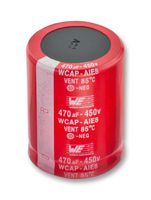 WURTH ELEKTRONIK 861221484010 Electrolytic Capacitor, Snap-in, 180 µF, 450 V, ± 20%, Snap-In, 3000 hours @ 85°C