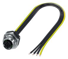 PHOENIX CONTACT 1411598 Sensor Cable, M12 Receptacle, Free End, 3P+PE Positions, 500 mm, 19.6 "