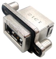 AMPHENOL COMMUNICATIONS SOLUTIONS MUSBRA11140 USB Sealed Connector, USB Type A, USB 2.0, Receptacle, 4 Position, Panel Mount, IP67