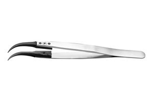 IDEAL-TEK 7SVR.SA Tweezer, Component Positioning, Curve, Pointed, Stainless Steel, PVDF Tip, 130 mm