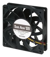 SANYO DENKI 9GV1212G4021 DC Axial Fan, 12 V, Square, 120 mm, 25 mm, Ball Bearing, 171 CFM
