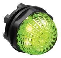 EAO 14-060.507 LED Panel Mount Indicator, Push In, Round, Green, 24 V, 22.3 mm, 50 mA, IP66, IP67, IP69K