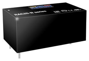 RECOM POWER RAC20-24SN AC/DC PCB Mount Power Supply (PSU), ITE, 1 Output, 20 W, 24 VDC, 833 mA