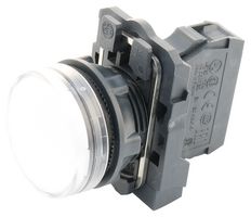 SCHNEIDER ELECTRIC XB5AVG1 LED Panel Mount Indicator, White, 120 VAC, 22 mm, IP66, IP67, NEMA 4X, NEMA 13