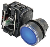 SCHNEIDER ELECTRIC XB5AW36M5 Industrial Pushbutton Switch, Harmony XB5 Series, 22 mm, SPST-NO, SPST-NC, Momentary, Flush, Blue