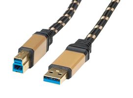 ROLINE 11.02.8903 USB Cable, Type A Plug to Type B Plug, 3 m, 9.8 ft, USB 3.0, Black