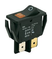 MARQUARDT 01555.3104-00 Rocker Switch, On-Off, DPST, Illuminated, Panel Mount, Black, 1550 Series