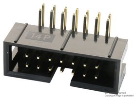 MULTICOMP PRO MC-254-14-00-RA-DIP Pin Header, Wire-to-Board, 2.54 mm, 2 Rows, 14 Contacts, Through Hole Right Angle, MC 254