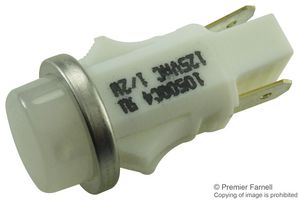 VCC / VISUAL COMMUNICATIONS COMPANY 1050QC4 Neon Indicator, Non-Relampable, 125 VAC, Quick Connect, White, 12.7 mm, Round with Flat Top