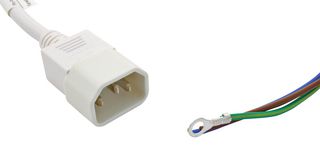 MULTICOMP PRO GW-151692 Mains Power Cord, IEC 60320 C14 to Free End, 660 mm, 10 A, 250 VAC, White