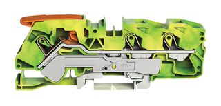 WAGO 2116-1307 DIN Rail Mount Terminal Block, Ground, 3 Ways, 20 AWG, 6 AWG, 16 mm², Clamp, 76 A
