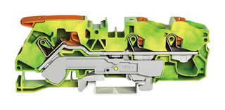 WAGO 2116-5307 DIN Rail Mount Terminal Block, Ground, 3 Ways, 20 AWG, 6 AWG, 16 mm², Clamp, 76 A