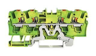 WAGO 2204-1407 DIN Rail Mount Terminal Block, Ground, 4 Ways, 20 AWG, 10 AWG, 4 mm², Clamp, 32 A