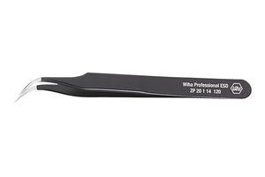 WIHA 32335 Tweezer, ESD, Precision, Curved, Pointed, Stainless Steel, 120 mm Overall Length