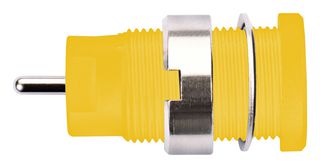 SCHUTZINGER SEB 8632 NI / GE Banana Test Connector, Jack, Panel Mount, 24 A, 1 kV, Nickel Plated Contacts, Yellow