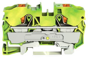 WAGO 2210-1207 DIN Rail Mount Terminal Block, 2 Ways, 20 AWG, 6 AWG, 10 mm², Push In, 57 A