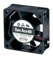 SANYO DENKI 109R0612S401 DC Axial Fan, 12 V, Square, 60 mm, 25 mm, Ball Bearing, 23 CFM