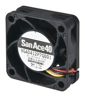 SANYO DENKI 9GA0412P7G001 DC Axial Fan, 12 V, Square, 40 mm, 15.2 mm, Ball Bearing, 12.7 CFM