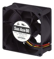 SANYO DENKI 9GA0824P1S61 DC Axial Fan, 24 V, Square, 80 mm, 38 mm, Ball Bearing, 91.8 CFM