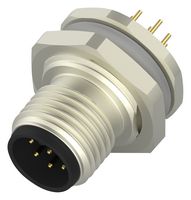 TE CONNECTIVITY T4132012081-000 Sensor Connector, M12, Male, 8 Positions, Solder Pin, Straight Panel Mount
