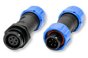 MULTICOMP PRO MP002644 Circular Connector Set, MP-T13, 5 Way, Male Plug/Female Receptacle, Bayonet, Solder, IP67, 5A