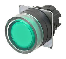 OMRON INDUSTRIAL AUTOMATION A22NZ-BGM-TGA Pushbutton Switch, 22 mm, Momentary, Round, Full Guard, Green