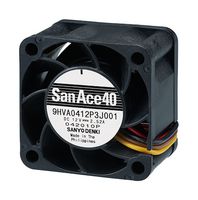 SANYO DENKI 9HVA0412P3J001 DC Axial Fan, 12 V, Square, 40 mm, 28 mm, Ball Bearing, 37.1 CFM