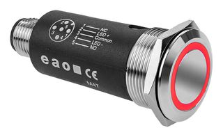 EAO 82-6657.2114 Vandal Resistant Switch, 82 Series, 22 mm, SPST-NO, SPST-NC, Maintained, Round Flush