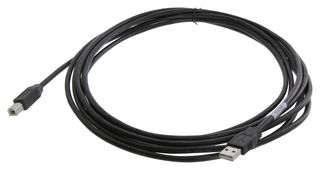 TE CONNECTIVITY - AMP 1487598-2 USB Cable, Type A Plug to Type B Plug, 5 m, 16.4 ft, USB 2.0, Black