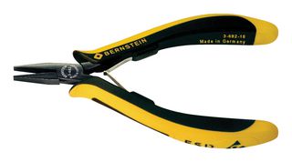 BERNSTEIN WERKZEUGFABRIK 3-682-15 Length Flat Nose Pliers, 130mm, ESD Safe, Short Plain Jaws